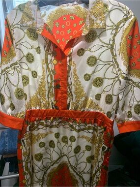 Madison Orange, Gold & Cream Medallion Blouse